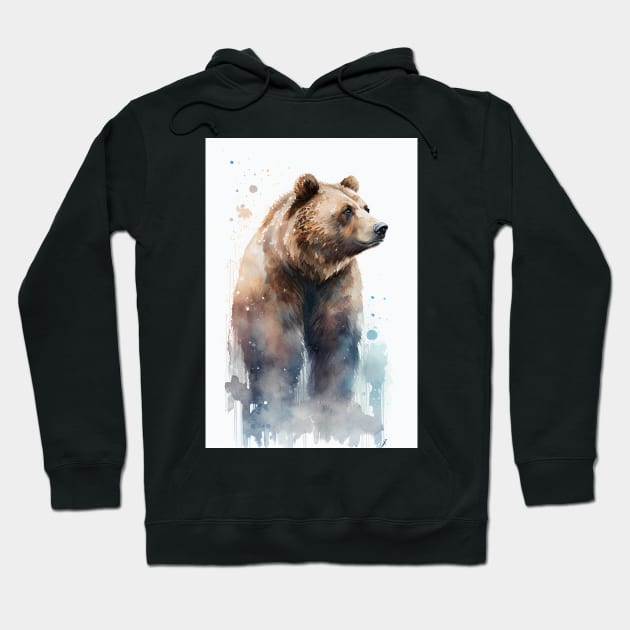 Ornamental Watercolor Grizzly Hoodie by Abili-Tees